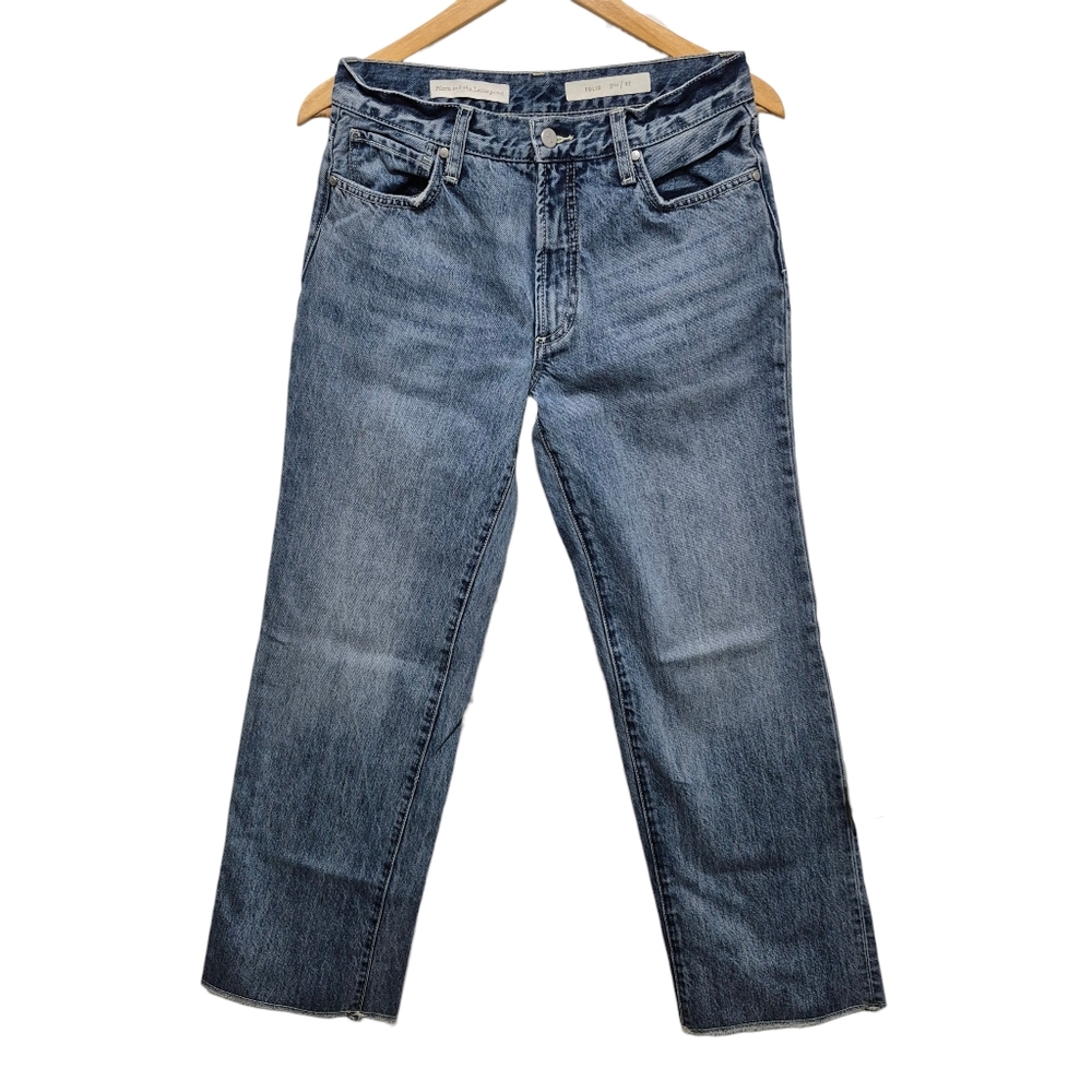 Pilcro High Waisted Straight Leg Folio Rigid Denim Jeans SIZE 27 Lighter Wash